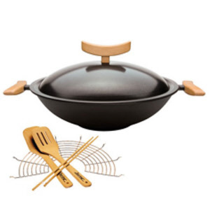 Spring Wok Gusseisen mit Deckel